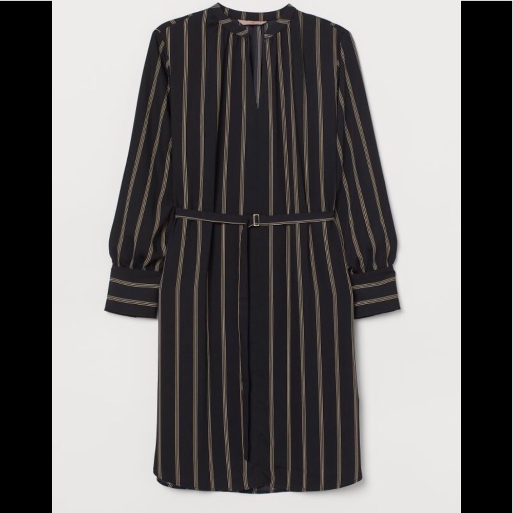 H&M belted striped dress size 12